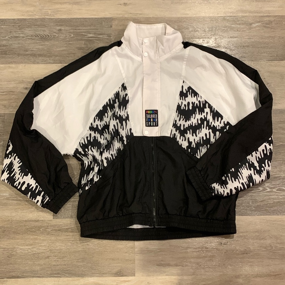Puma Tailored for Sport OG AOP retro track jacket black white mens medium